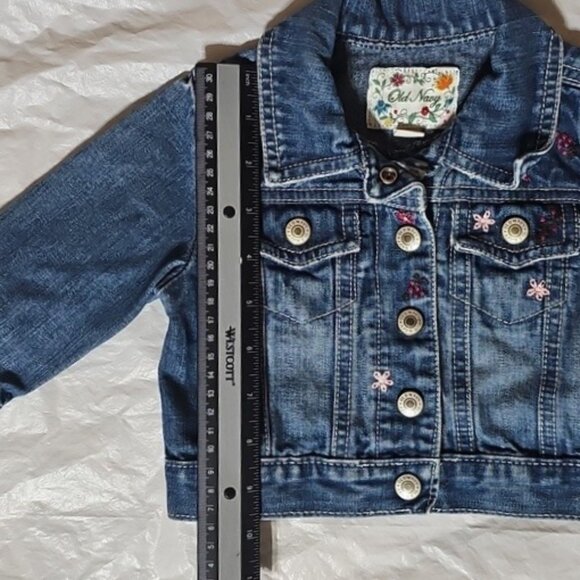 Old Navy Baby Girl Size 6-12 Months Jean Jacket with Embroidered Flowers Detail - Picture 15 of 16